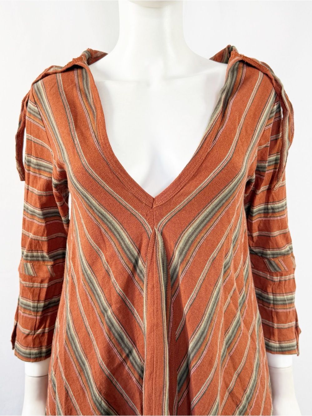 New Romantics by Free People Brown Striped Tunic Dress Size S Hippie Boho - Picture 2 of 8